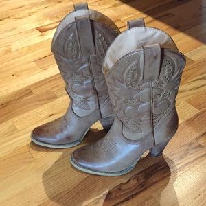 Faux leather cowboy boots